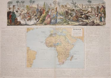 RARE DECORATIVE WALL MAP OF AFRICA BY J. P. MORALES