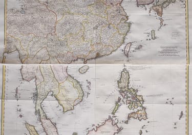 SURPEB WALL MAP OF ASIA  BOLTON'S ENGLISH VERSION OF D'ANVILLE'S MAP  EXCELLENT CONDITION