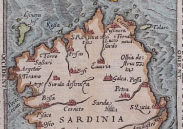 SARDINIA RARE MAP BY BELLEFOREST 1575