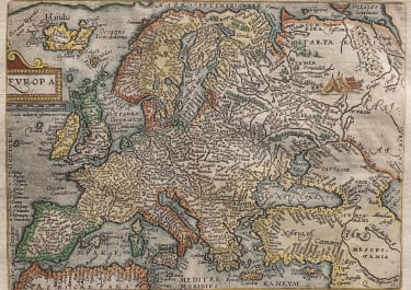 QUAD RARE MAP OF EUROPE 1598