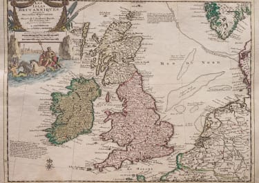 COVENS MORTIER MAP OF BRITISH ISLES ORIGINAL COLOUR 1720