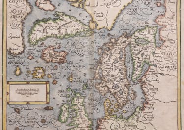 MUNSTER  MAP OF NORTH ATLANTIC ICELAND FICTIOUS ISLANDS FREISLAND.. 1570