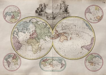 WORLD MAP IMPORTANT FOR AUSTRALIA  GULF BONAPARTE T. NAPOLEON 1812