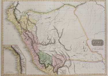 SUPERB ELEPHANT FOLIO MAP OF PERU  PINKERTON 1810 ORIGINAL COLOUR