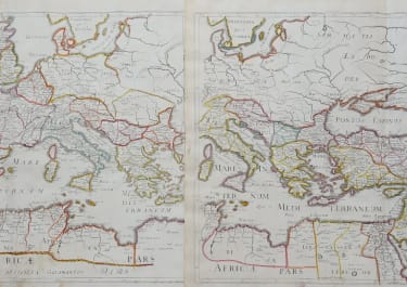 MELCHOIR TAVERNIER'S LARGE RARE MAP OF THE ROMAN EMPIRE