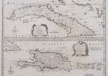 SCARCE BOWEN FOLIO MAP OF THE ISLANDS OF CUBA AND HISPANIOLA