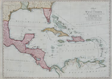 KITCHEN LARGE FOLIO MAP OF THE WEST INDIES  TEXAS AS KINGDOM OF LEON  1790