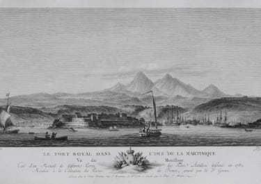 OZANNE'S VERY SCARCE VIEW OF PORT ROYAL  MARTINIQUE  1780