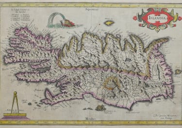 MERCATOR'S SUPERB FOLIO MAP OF ICELAND HONDIUS  1609