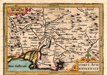 BERTIUS MAP OF PROVENCE  ARLES CAMARGUE  AIX  1620c