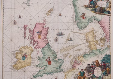 SUPERB MAP CHART OF BRITISH ISLES NORWAY DENMARK  RENARD 1715