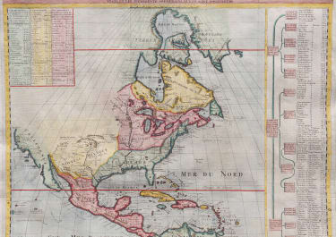 CHATELAIN SUPERB MAP OF NORTH AMERICA  ANGLO FRENCH POSSESSIONS 1719
