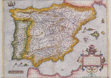 ORTELIUS  FOLIO MAP OF SPAIN