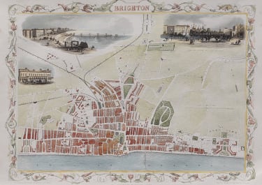 RAPKINS ATTRACTIVE  MAP OF BRIGHTON 1851