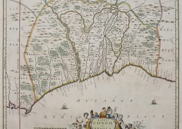 CONGO AND ANGLOLA JANSSONIUS ORIGINAL COLOUR 1664