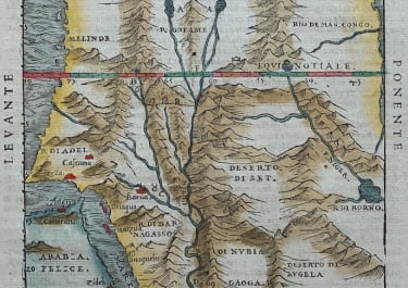 MAP AFRICA NILE RIVER RED SEA PART OF SAUDI PENINSULA RAMUSIO 1554