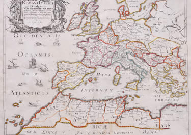 MELCHOIR TAVERNIER SUPERB PAIR OF MAPS OF THE ROMAN EMPIRE 1637