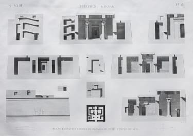 EGYPT  THEBES KARNAK PLAN ELEVATIONDU PETIT TEMPLE DU SUD