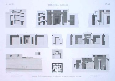 THEBES KARNAK PLANS ELEVATION COUPES...DU PETIT TEMPLE DU SUD