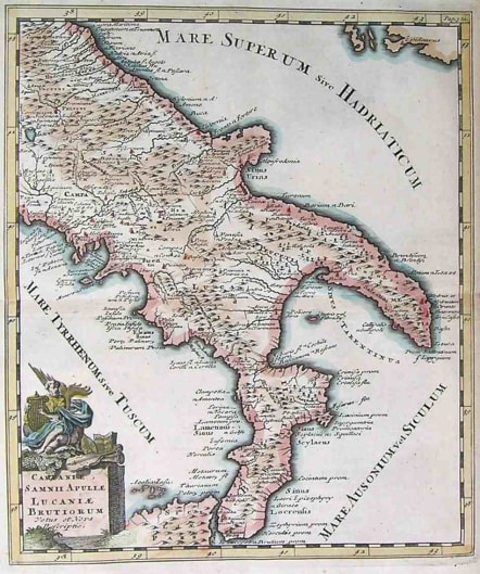 SOUTH ITALY CAMPANIAE SAMNII APULIAE || Michael Jennings Antique Maps ...