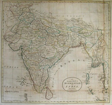 INDIA BURMA AN ACCURATE MAP OF HINDOSTAN OR INDIA FROM THE BEST ...