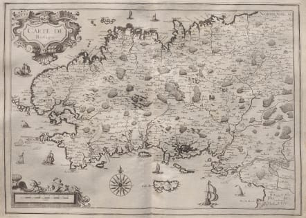 TASSIN RARE DECORATIVE MAP OF BRITTANY 1637 || Michael Jennings Antique ...