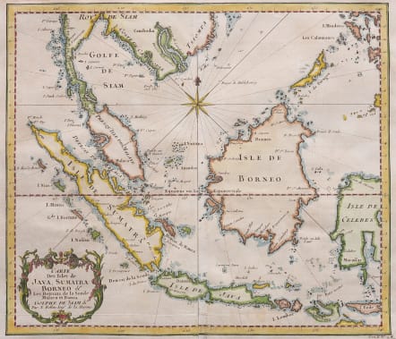 BELLIN MAP OF BORNEO SUMATRA MALAYSIA JAVA 1750 || Michael Jennings ...