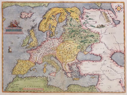 ORTELIUS FIRST STATE EUROPE MAP 1573 LATIN TEXT 