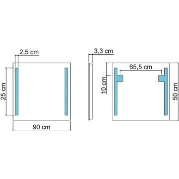 Koh-I-Noor Spiegel mit Seitenbeleuchtung T5 90 x 50 cm, 45730 - MEGABAD