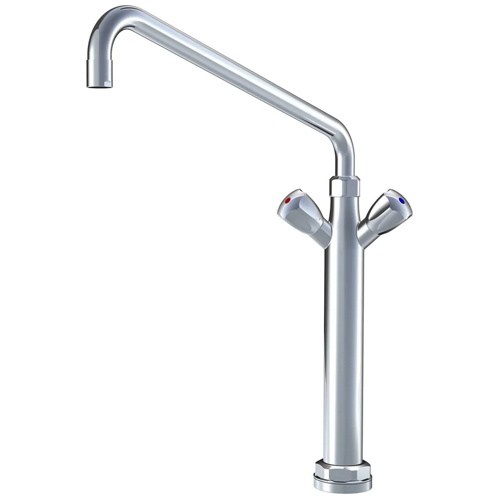 KWC Gastro Zweigriff-Spültischbatterie mit hohem Sockel für die Profiküche, Höhe 65,1 cm