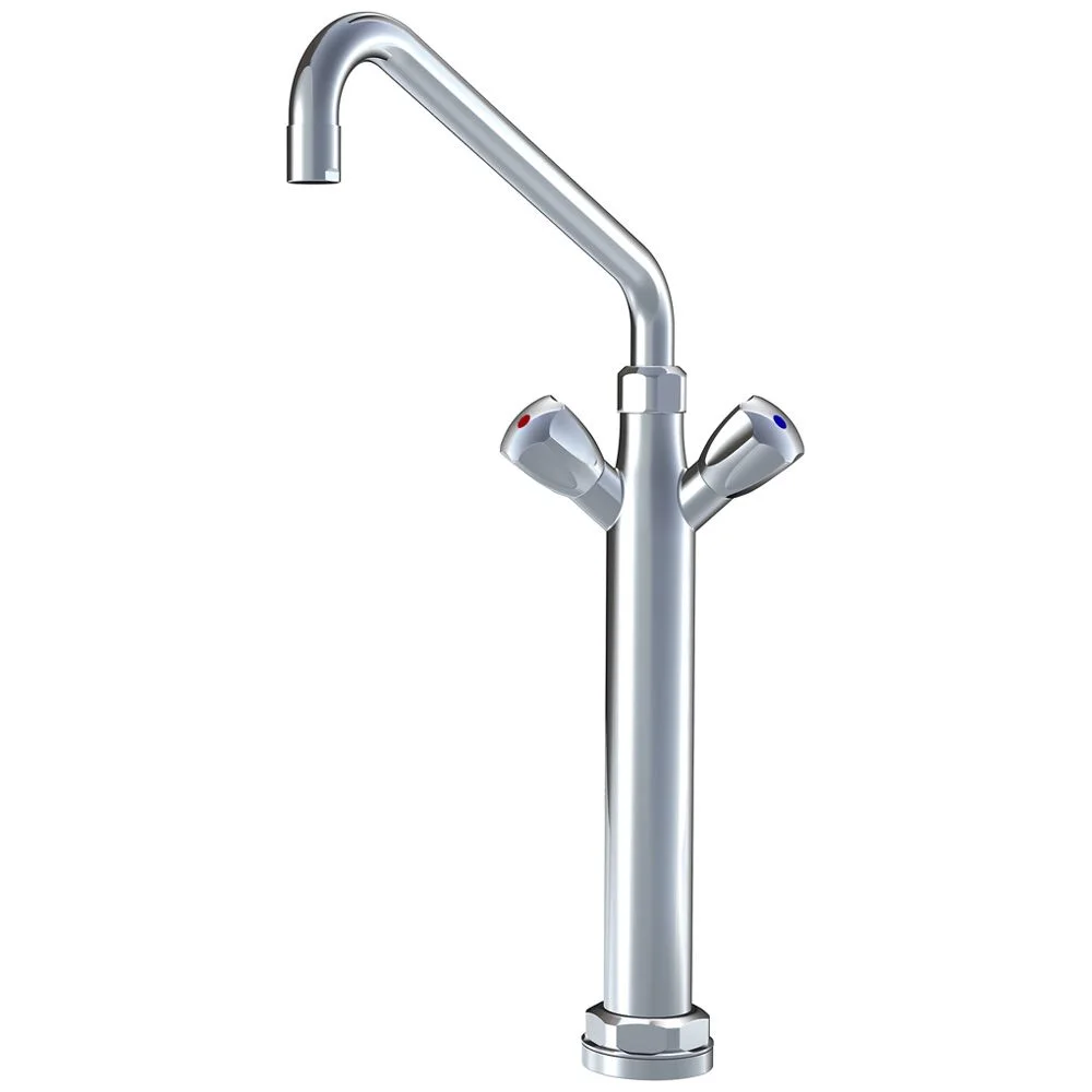 KWC Gastro Zweigriff-Spültischbatterie mit hohem Sockel für die Profiküche, Höhe 65,1 cm