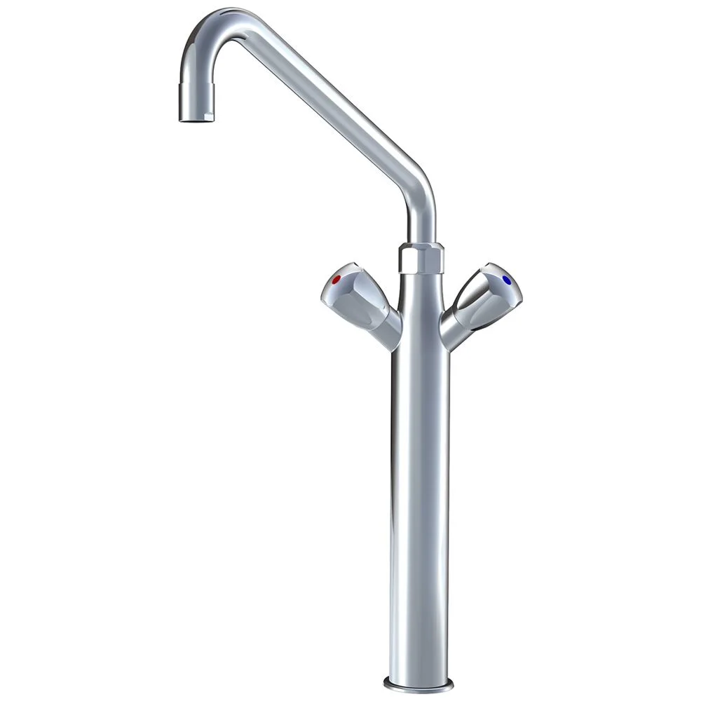 KWC Gastro Zweigriff-Spültischbatterie mit hohem Sockel für die Profiküche, Ausladung 30 cm