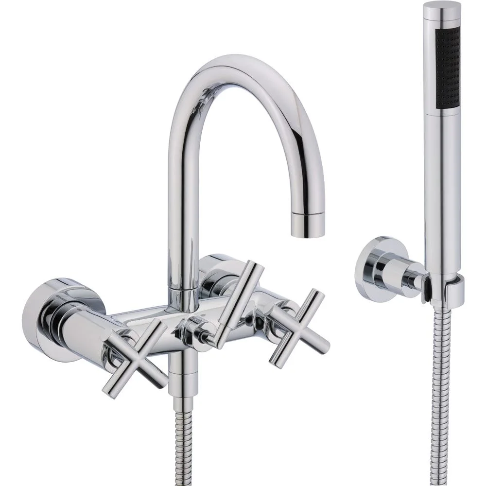 Dornbracht TARA Wannenbatterie für Wandmontage mit Schlauchbrausegarnitur