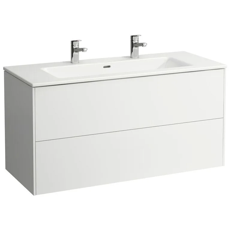 LAUFEN PRO S Set Base Waschtischkombination 120 x 50 cm mit 2 Hahnlöchern