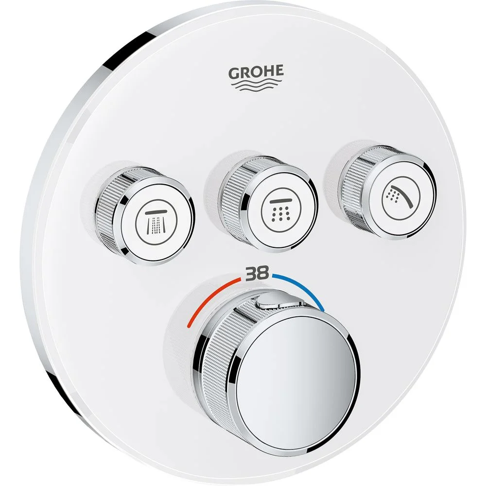 GROHE Grohtherm SmartControl Thermostat Fertigmontageset mit 3 Absperrventilen, runde Ausführung