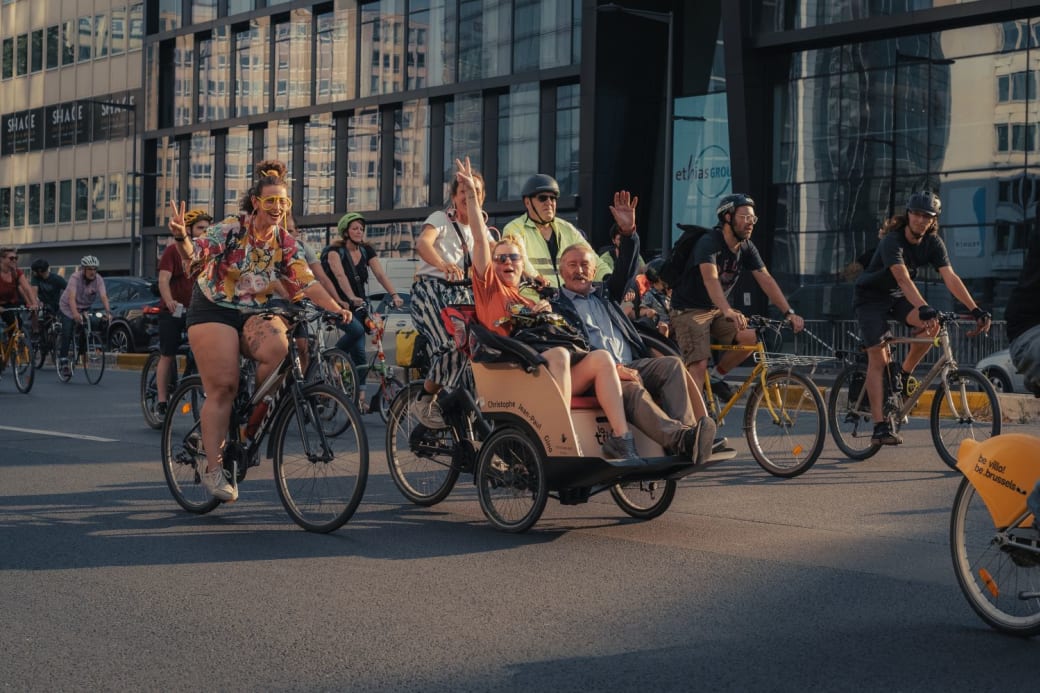 Maandelijkse fietsactie van Critical Mass in Brussel