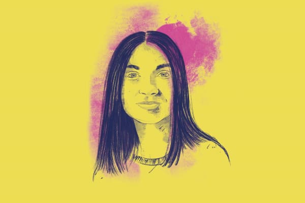 Portrettekening van Nastassia Rouda, redactiedirecteur van de Belarussische krant Nasha Niva