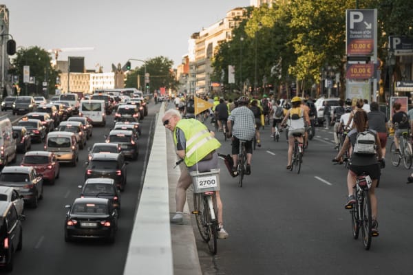 Maandelijkse fietsactie van Critical Mass in Brussel