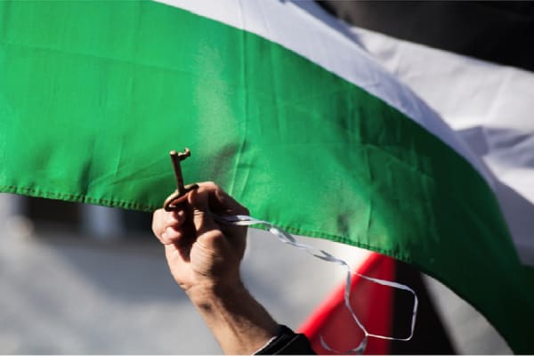 Manifestatie in Berlijn ter herdenking van de Palestijnse Nakba.