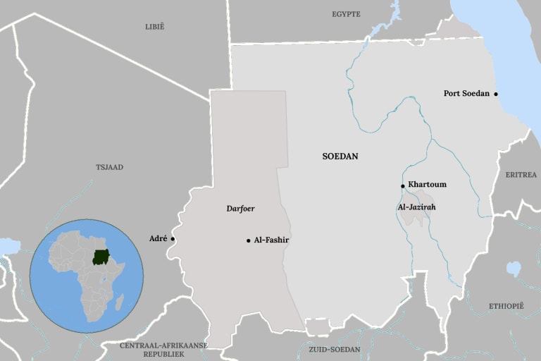 kaart van Soedan