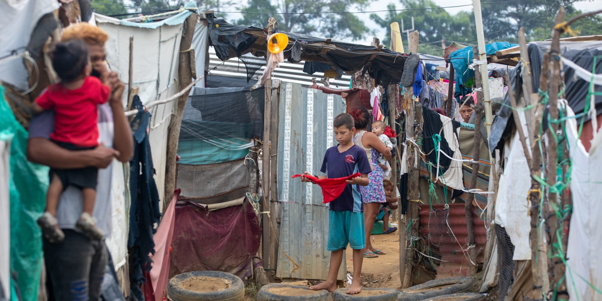 Een vluchtelingenkamp op de grens van Venezuela met Colombia.