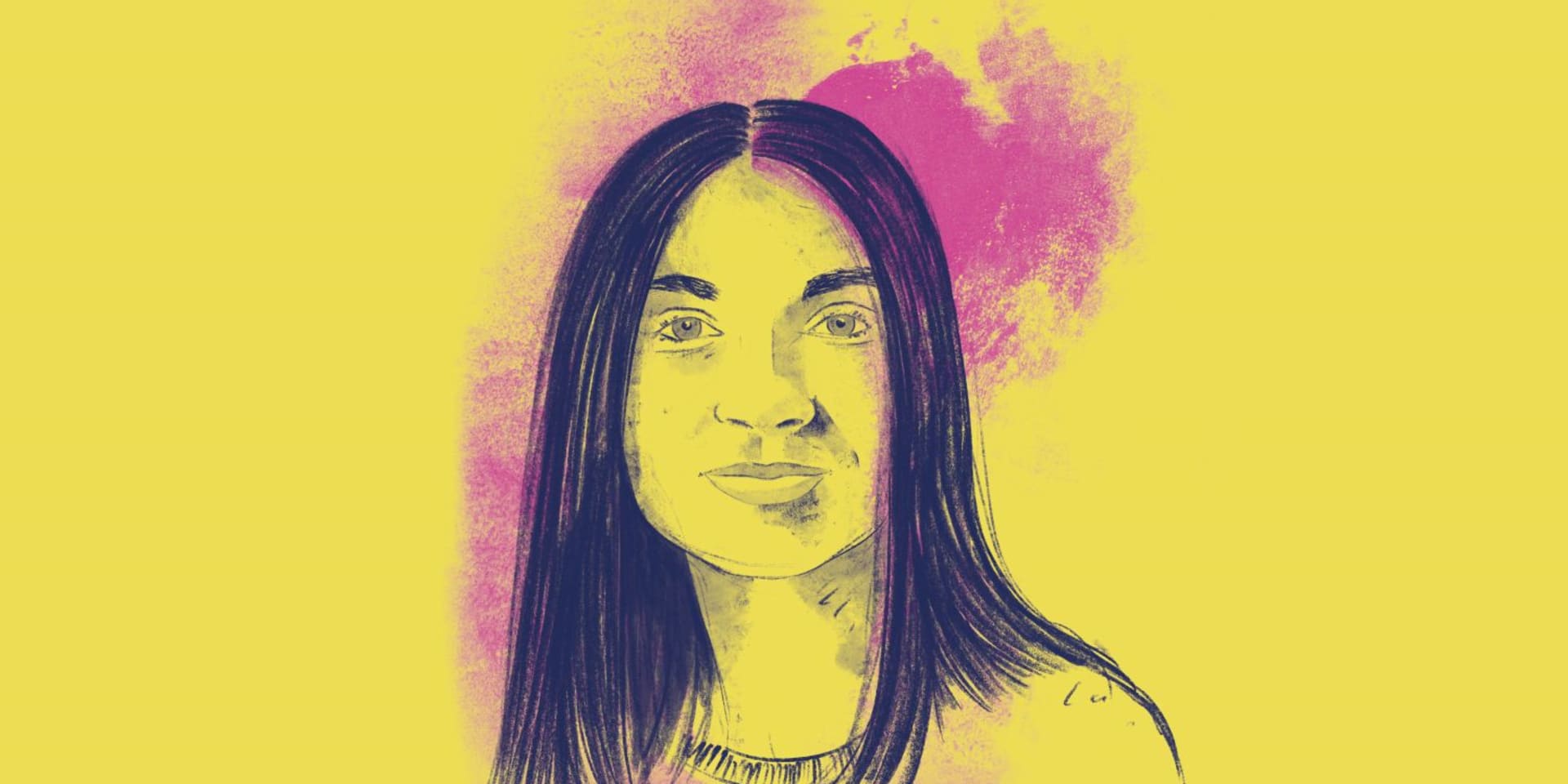 Portrettekening van Nastassia Rouda, redactiedirecteur van de Belarussische krant Nasha Niva