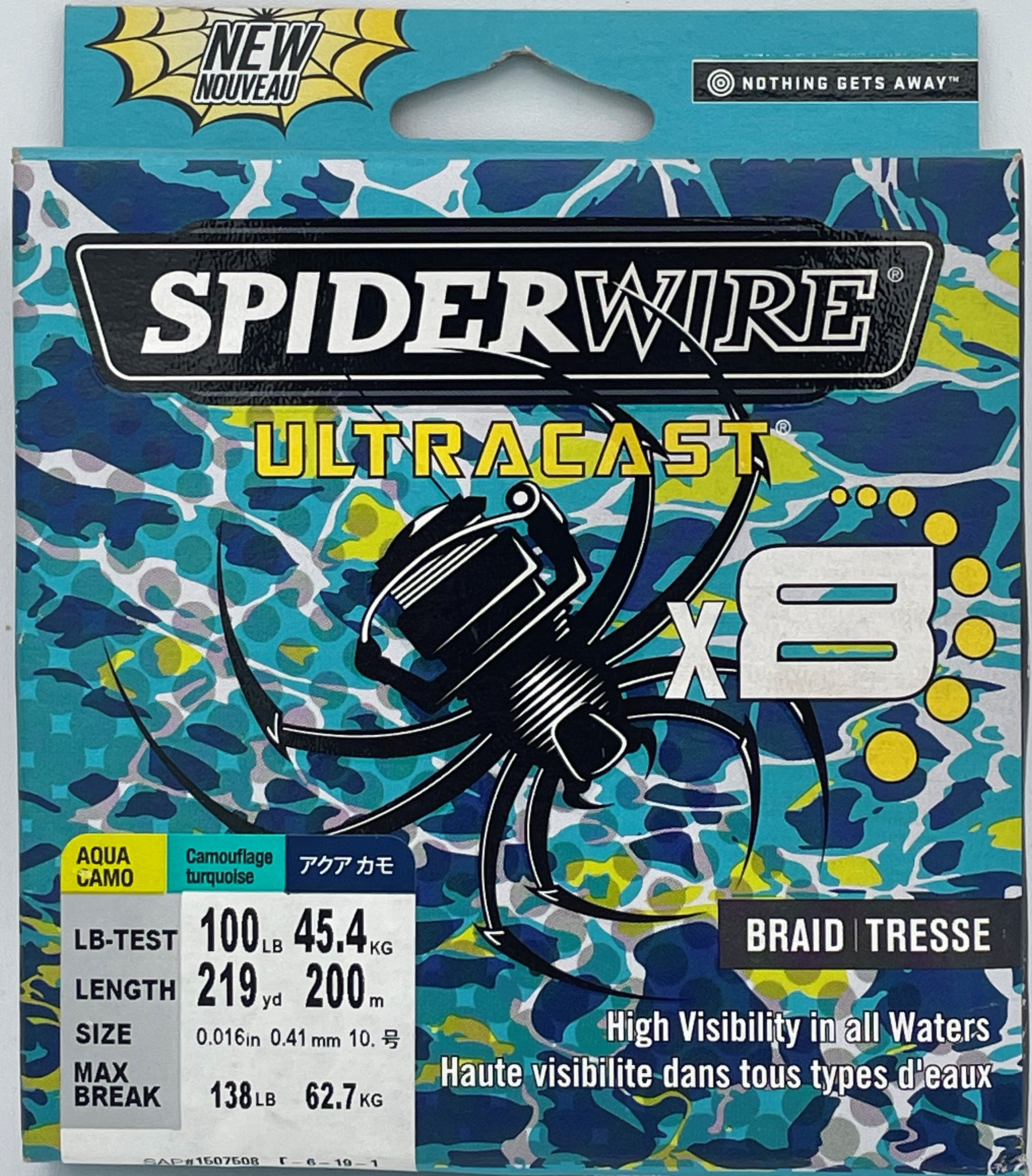 Spiderwire Ultracast X8 100 Lb. Test Aqua Camo Braid