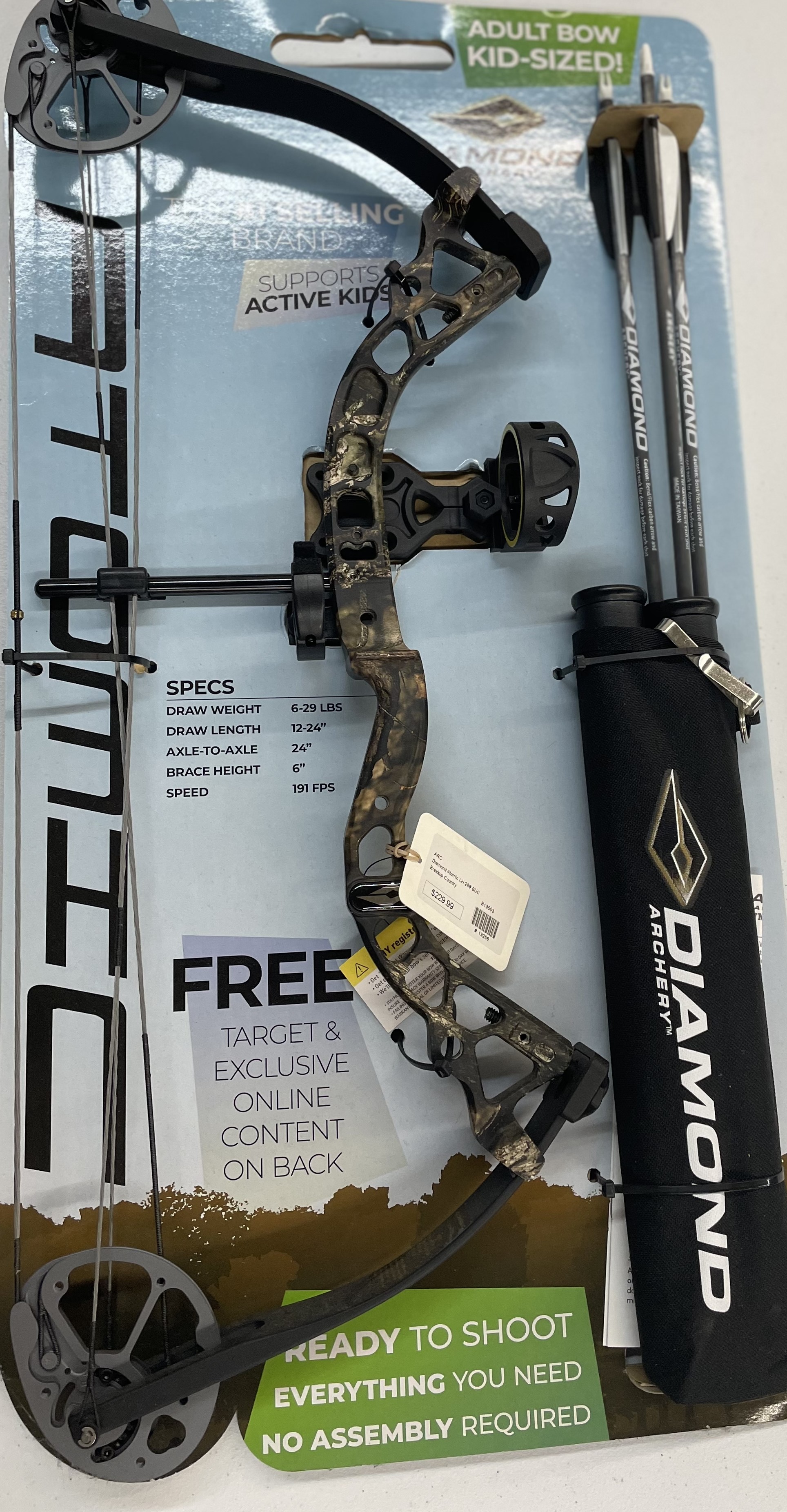 Diamond Atomic Youth Compound Bow (Left Handed - 29# Draw, Breakup Country)