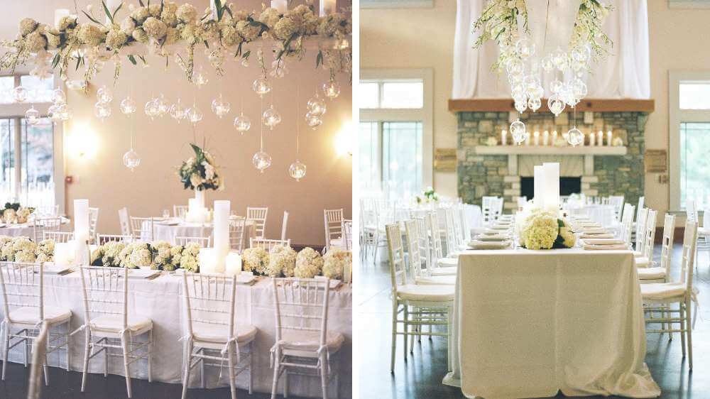 Idées de décoration pour votre mariage bougies suspendu au-dessus de la table