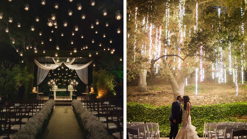 Idée déco pour votre mariage prise des thèmes de Noël des guirlandes lumineuses décore votre salle ou votre cérémonie