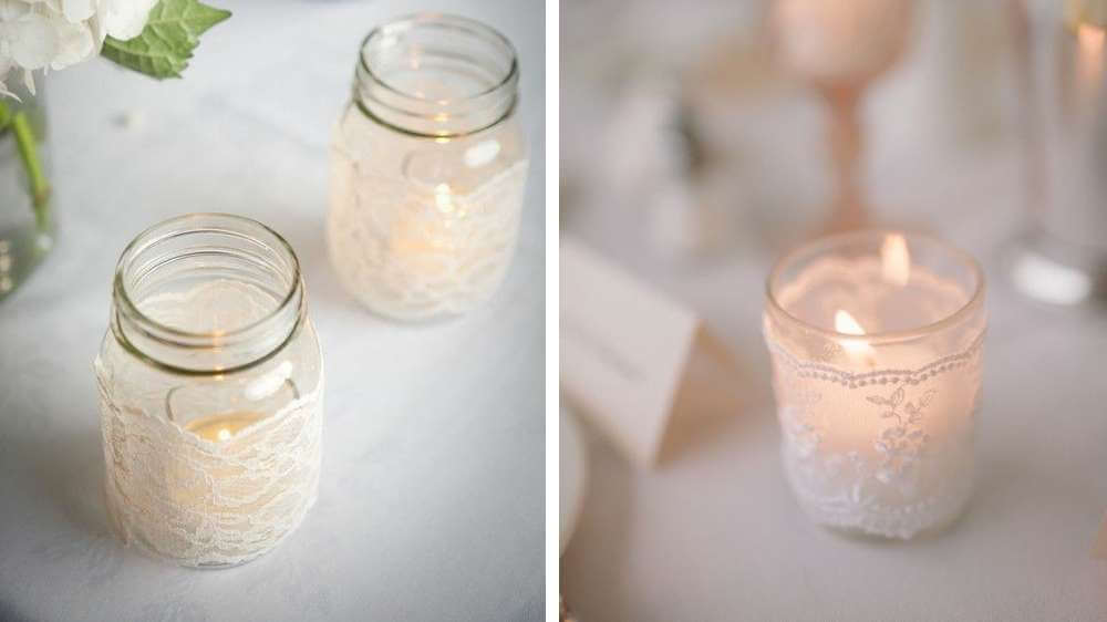 Idée de mariage des petits photophores réalisé par vous-même à placer partout sur la table des marier