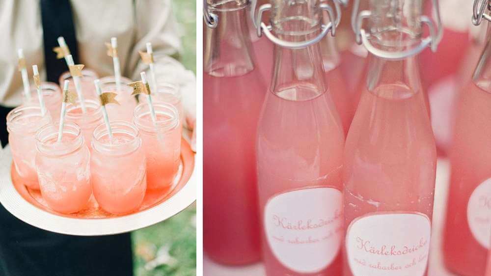 Idée de mariage des boissons aux couleurs roses et acidulé pour le 20 donneurs