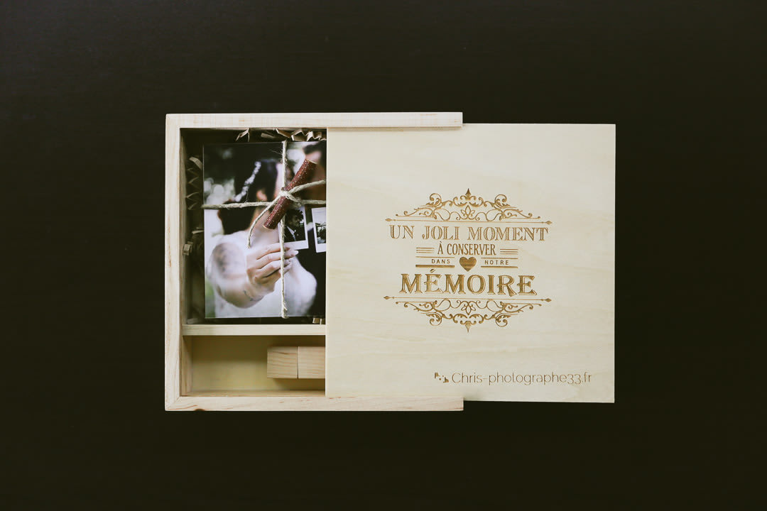la boîte ou Le coffret émotion en bois pour votre mariage !