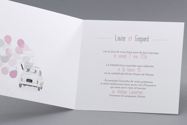 Faire-part de mariage luxe sur le thème rétro à personnaliser
